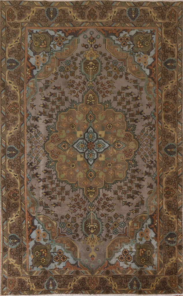 Distressed Over-Dyed Tabriz Persian Area Rug 6x10