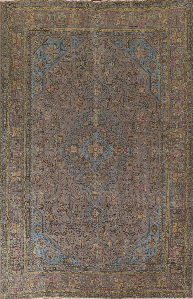 Distressed Over-Dyed Tabriz Persian Area Rug 10x13