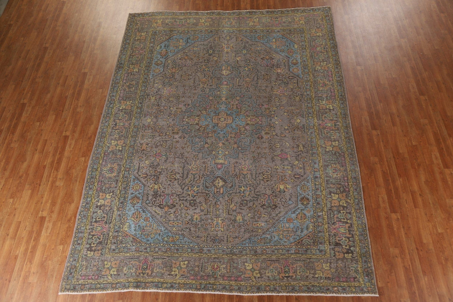 Distressed Over-Dyed Tabriz Persian Area Rug 10x13