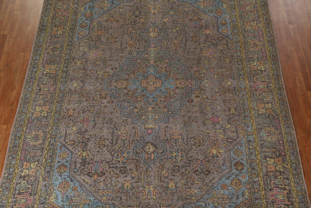 Distressed Over-Dyed Tabriz Persian Area Rug 10x13