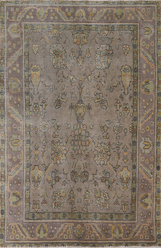 Distressed Over-Dyed Tabriz Persian Area Rug 6x9