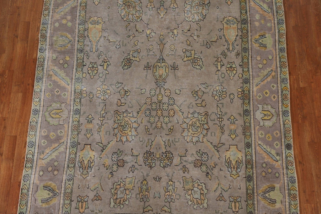 Distressed Over-Dyed Tabriz Persian Area Rug 6x9