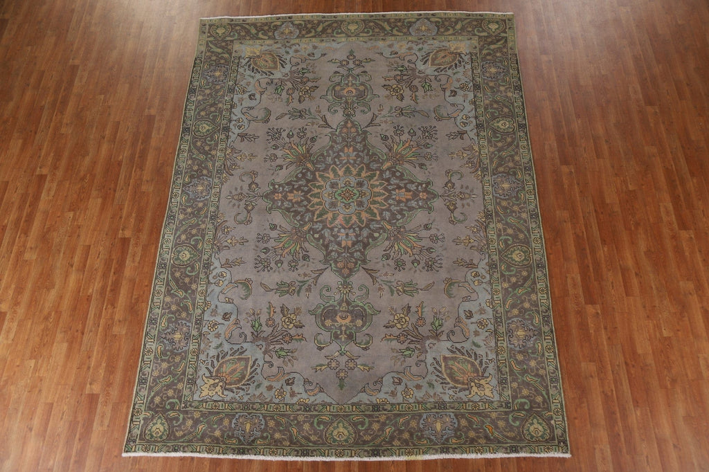 Distressed Over-Dyed Tabriz Persian Area Rug 8x11