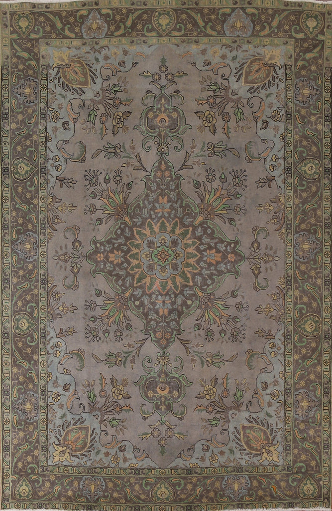 Distressed Over-Dyed Tabriz Persian Area Rug 8x11