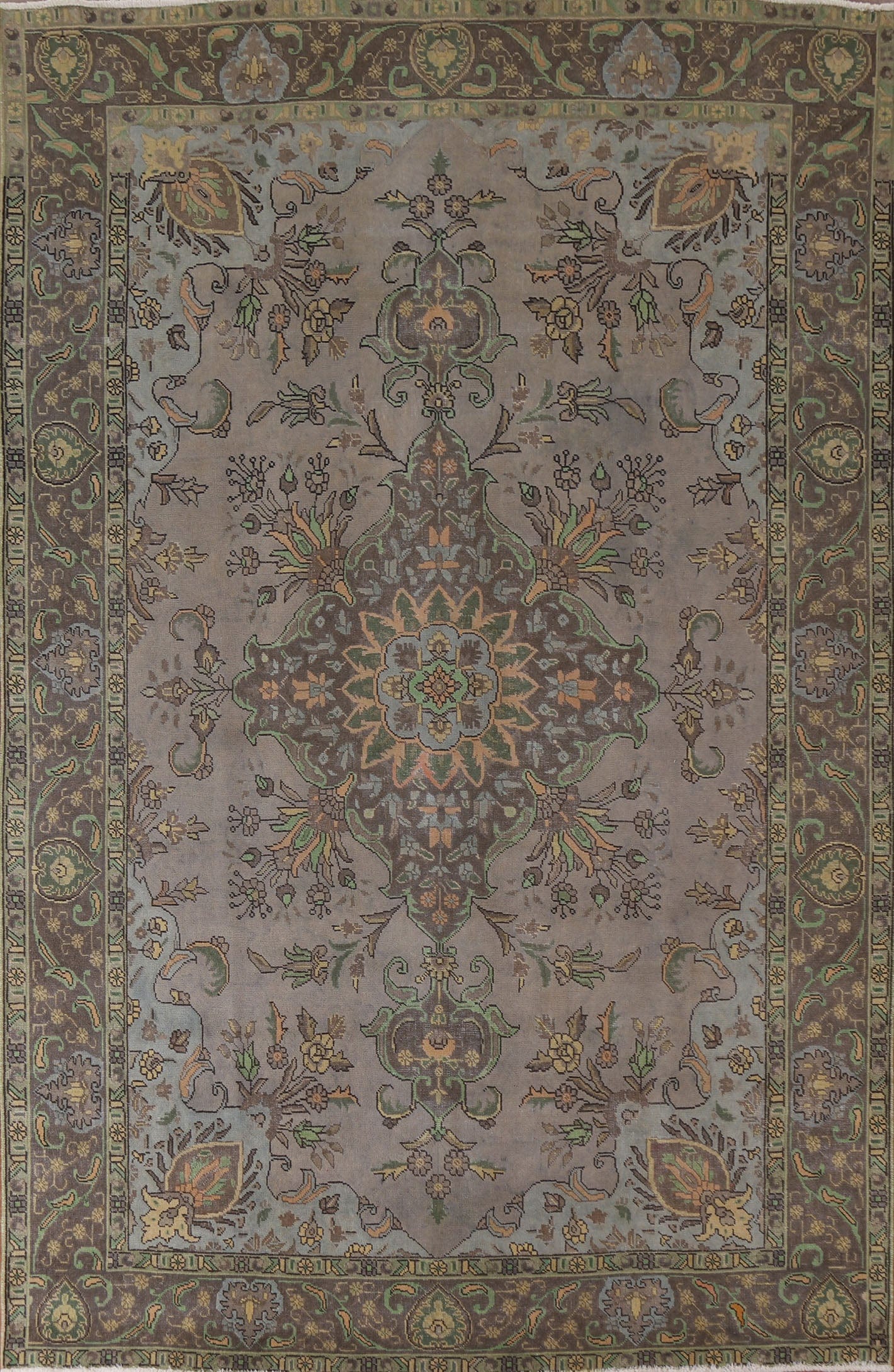 Distressed Over-Dyed Tabriz Persian Area Rug 8x11