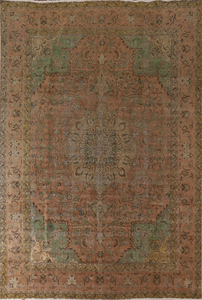 Distressed Over-Dyed Tabriz Persian Area Rug 9x12