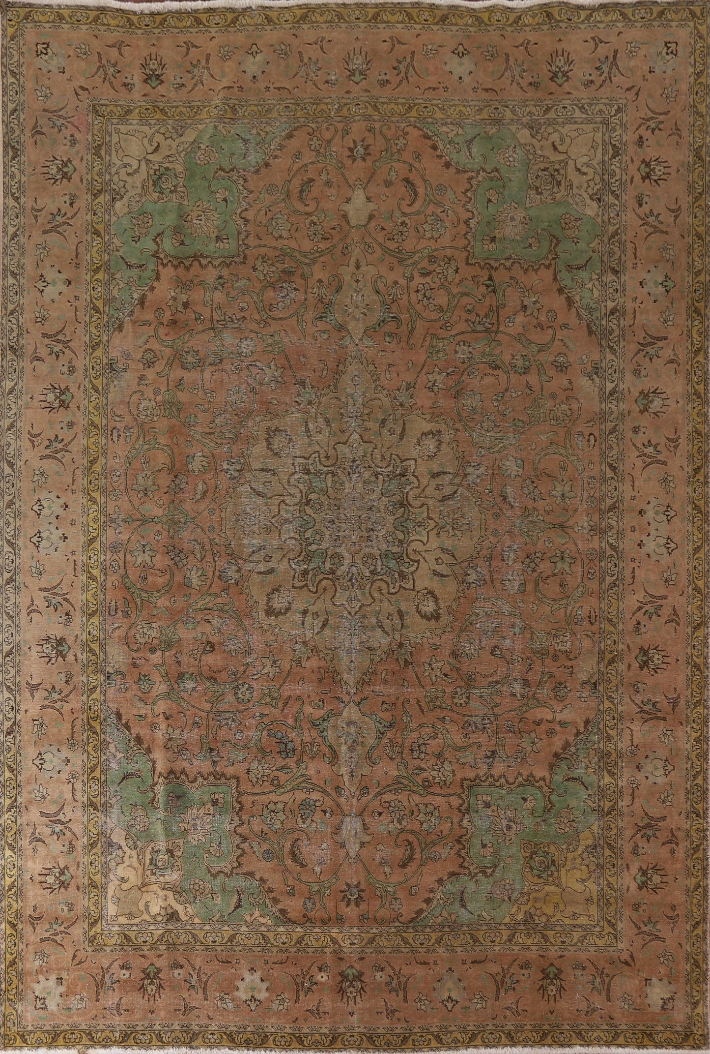 Distressed Over-Dyed Tabriz Persian Area Rug 9x12