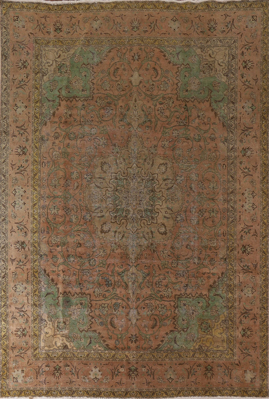 Distressed Over-Dyed Tabriz Persian Area Rug 9x12