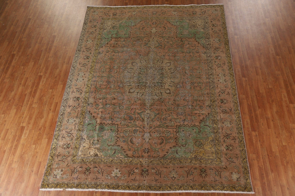 Distressed Over-Dyed Tabriz Persian Area Rug 9x12