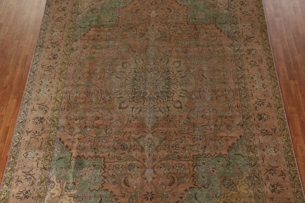 Distressed Over-Dyed Tabriz Persian Area Rug 9x12