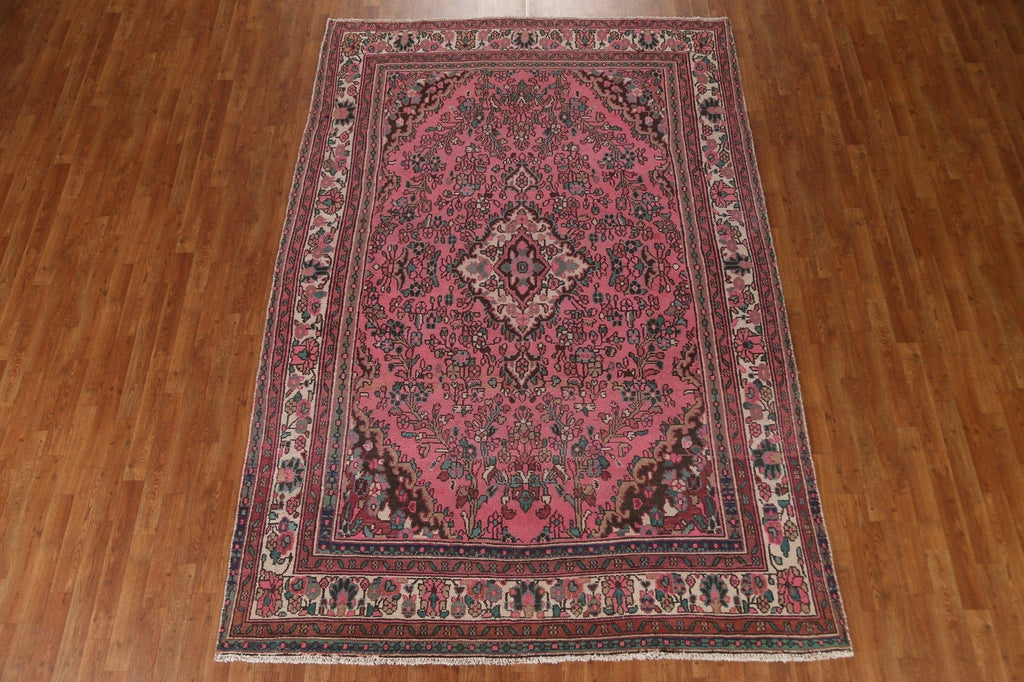 Over-Dyed Pink Hamedan Persian Area Rug 7x10