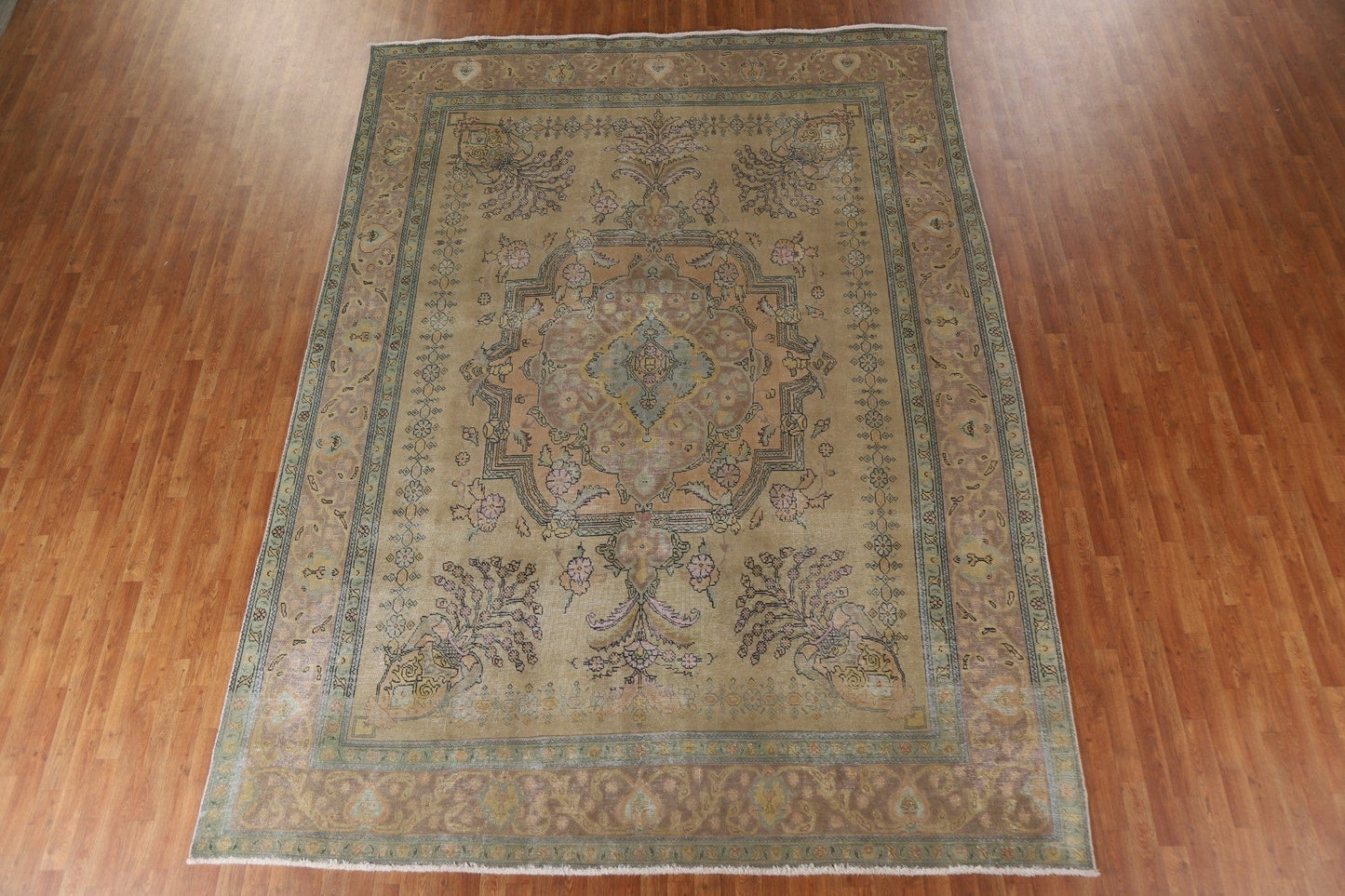 Distressed Over-Dyed Tabriz Persian Area Rug 10x13