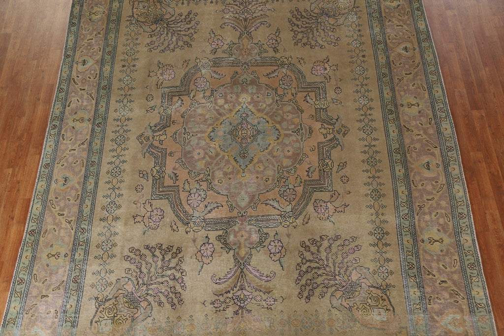 Distressed Over-Dyed Tabriz Persian Area Rug 10x13