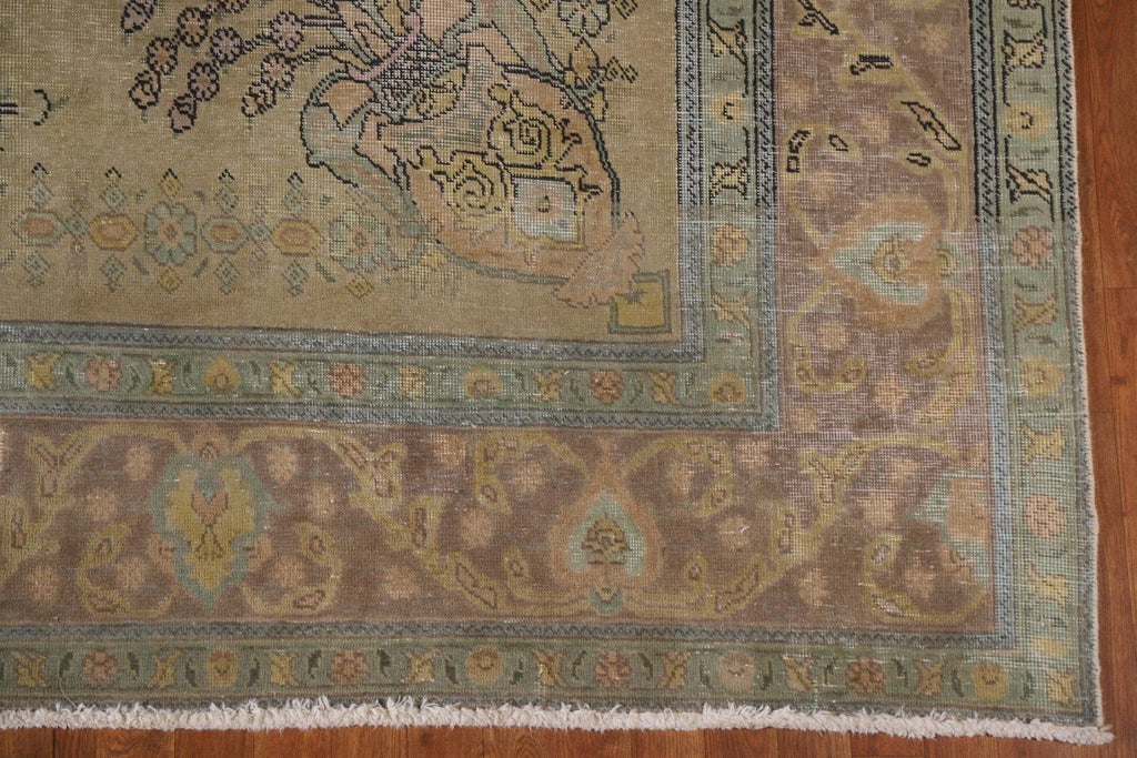 Distressed Over-Dyed Tabriz Persian Area Rug 10x13