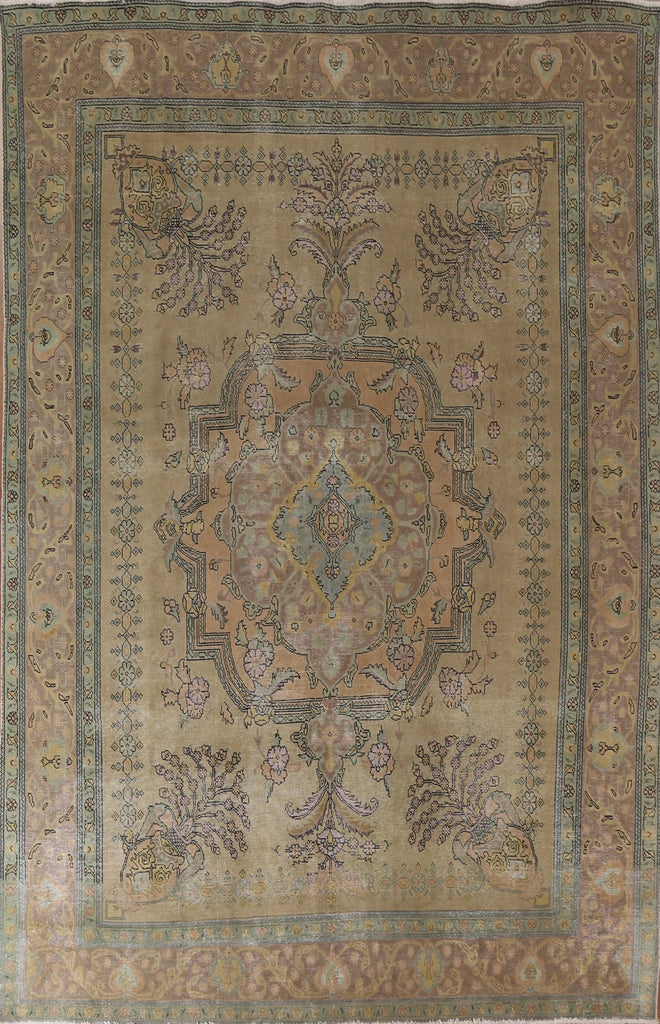 Distressed Over-Dyed Tabriz Persian Area Rug 10x13