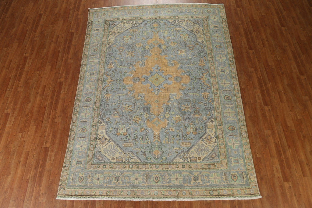 Distressed Over-Dyed Tabriz Persian Area Rug 8x11