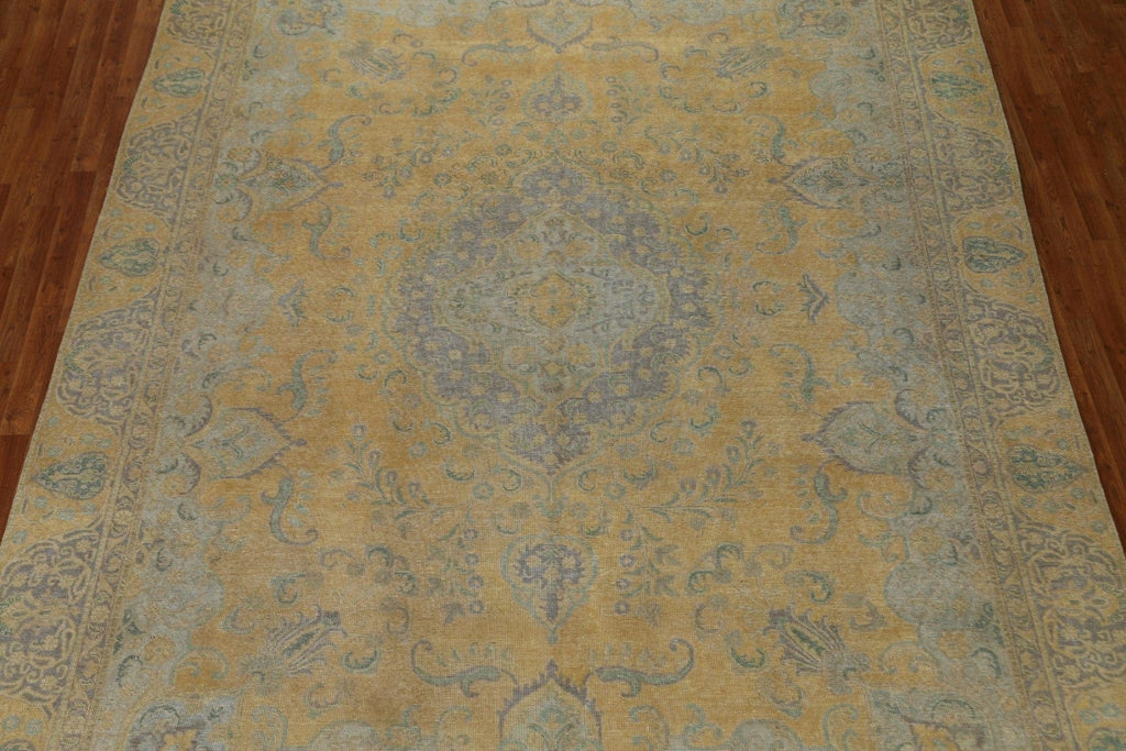 Distressed Over-Dyed Tabriz Persian Area Rug 9x12