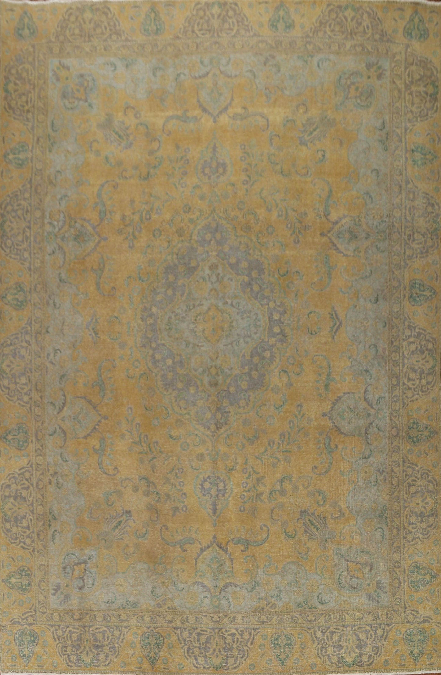 Distressed Over-Dyed Tabriz Persian Area Rug 9x12