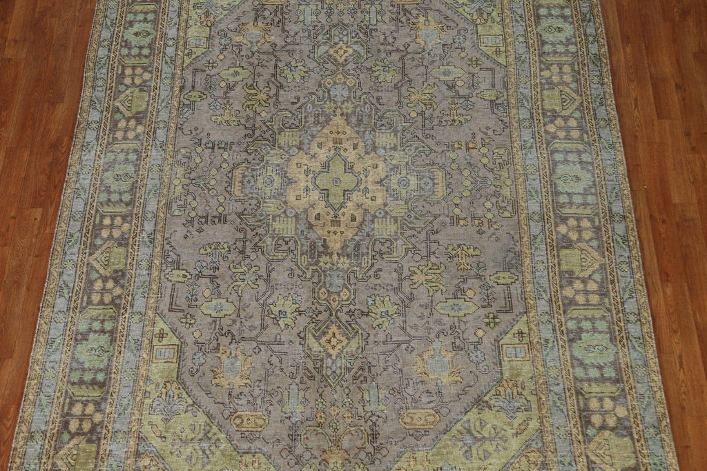 Distressed Over-Dyed Tabriz Persian Area Rug 7x10