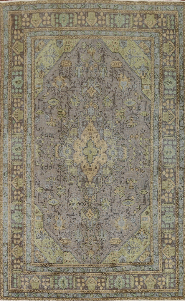 Distressed Over-Dyed Tabriz Persian Area Rug 7x10