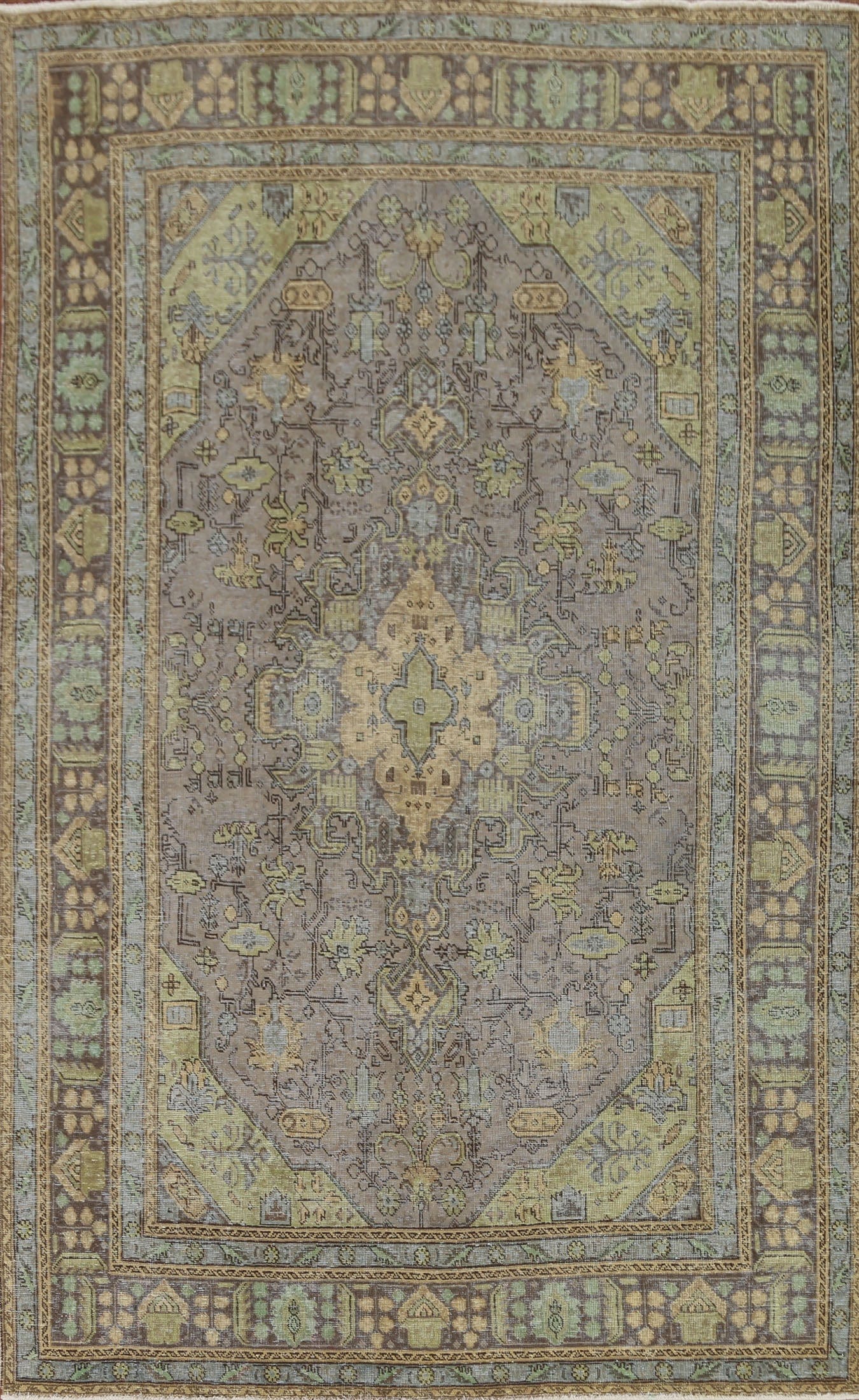 Distressed Over-Dyed Tabriz Persian Area Rug 7x10