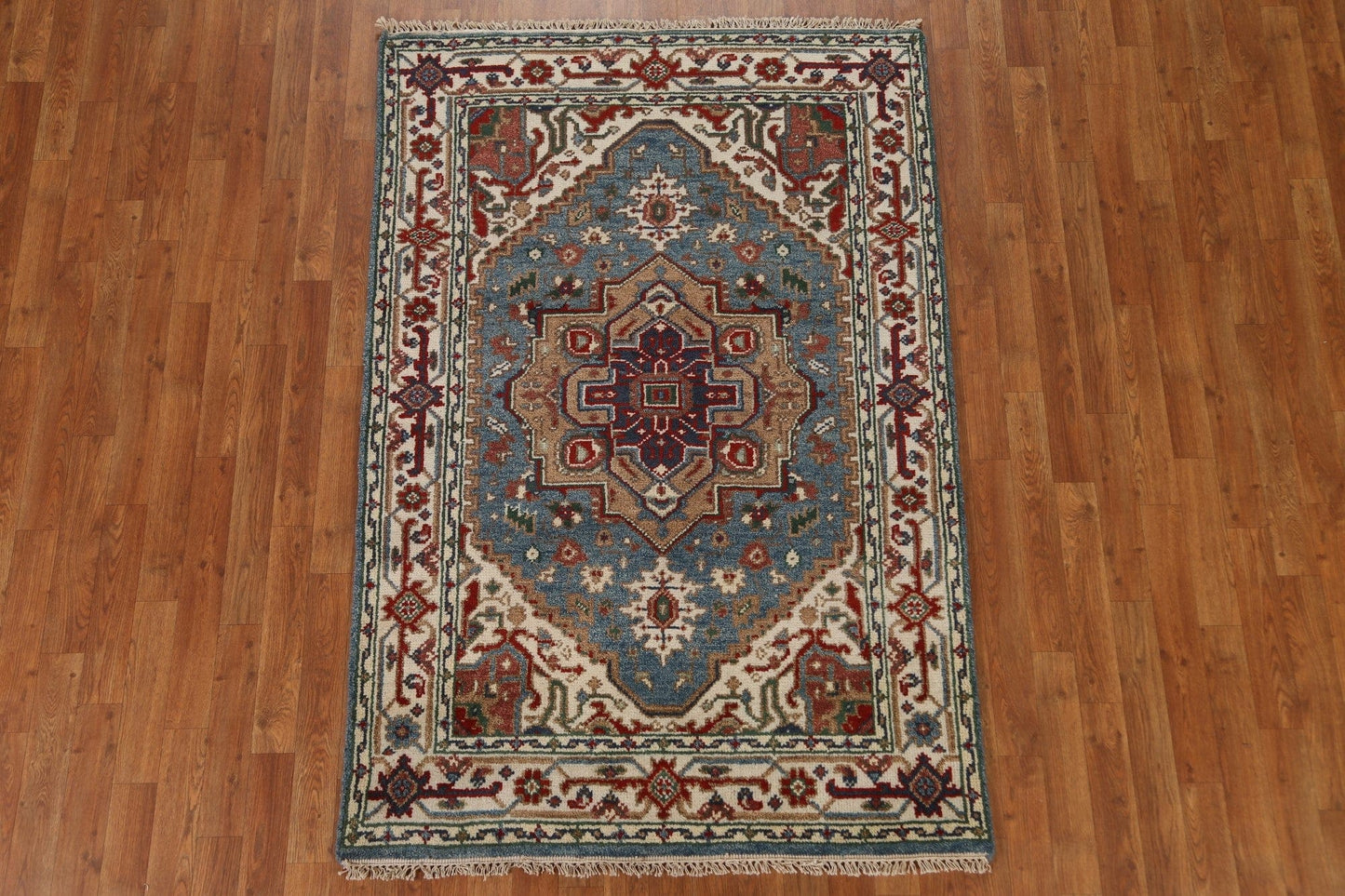 Blue Heriz Serapi Handmade Area Rug 4x6