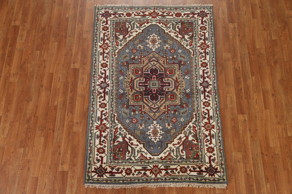 Light Blue Heriz Serapi Area Rug 4x6