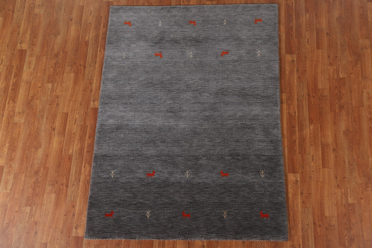 Charcoal Wool Gabbeh Oriental Area Rug 5x6