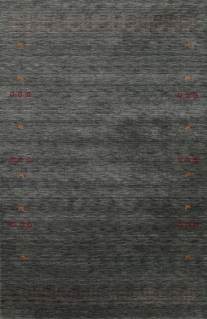 Charcoal Gabbeh Wool Area Rug 5x8