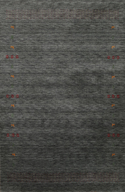 Charcoal Gabbeh Wool Area Rug 5x8