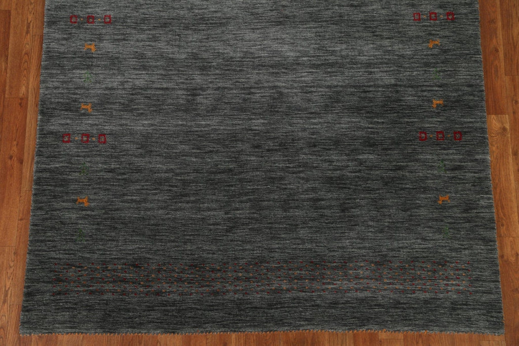 Charcoal Gabbeh Wool Area Rug 5x8