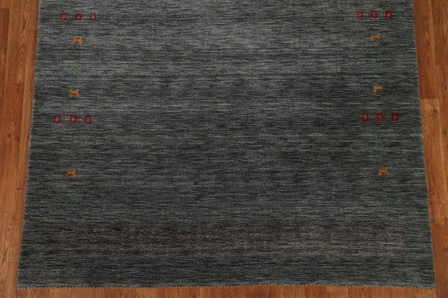 Charcoal Gabbeh Wool Area Rug 5x8