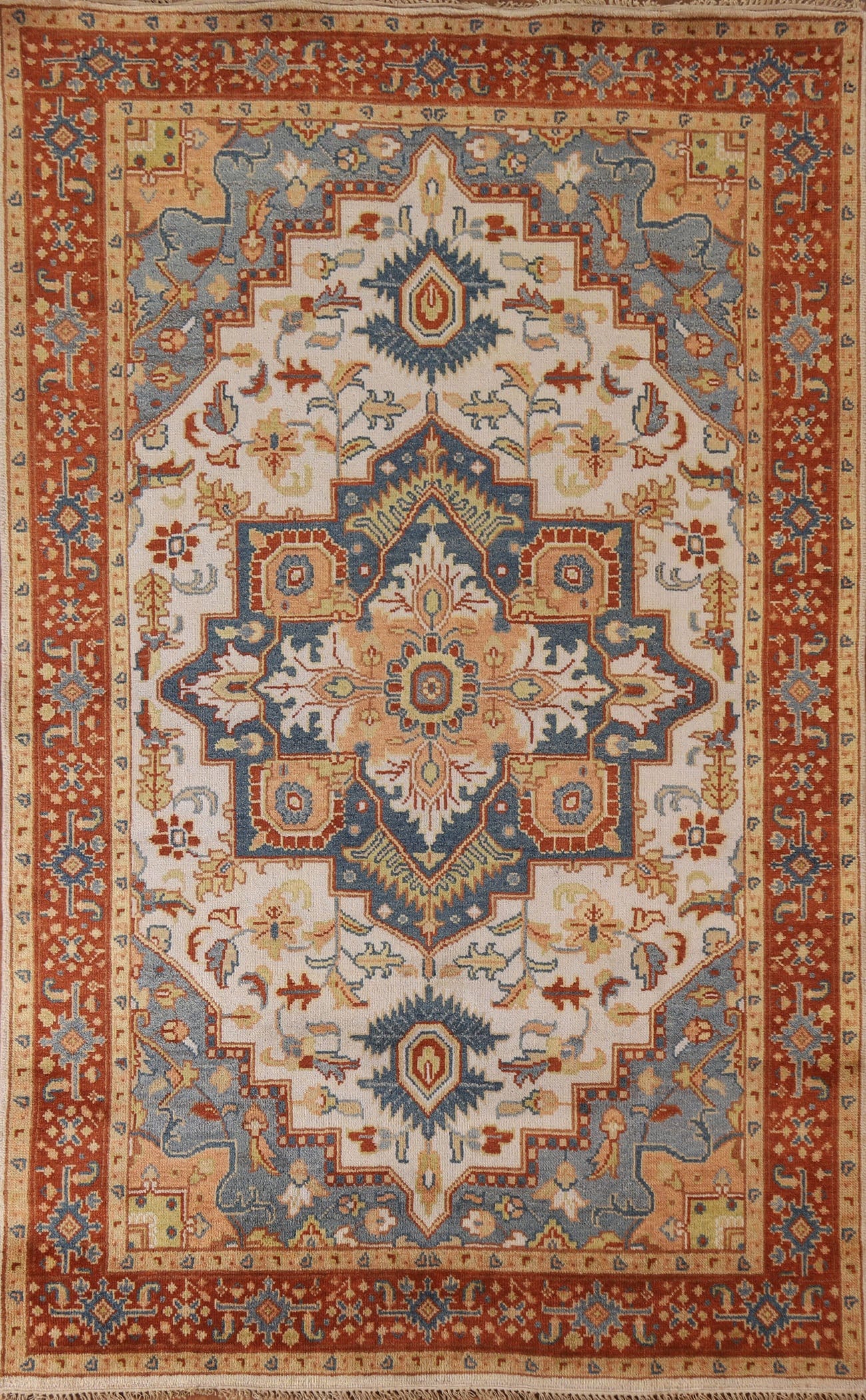 Geometric Heriz Serapi Wool Area Rug 6x9