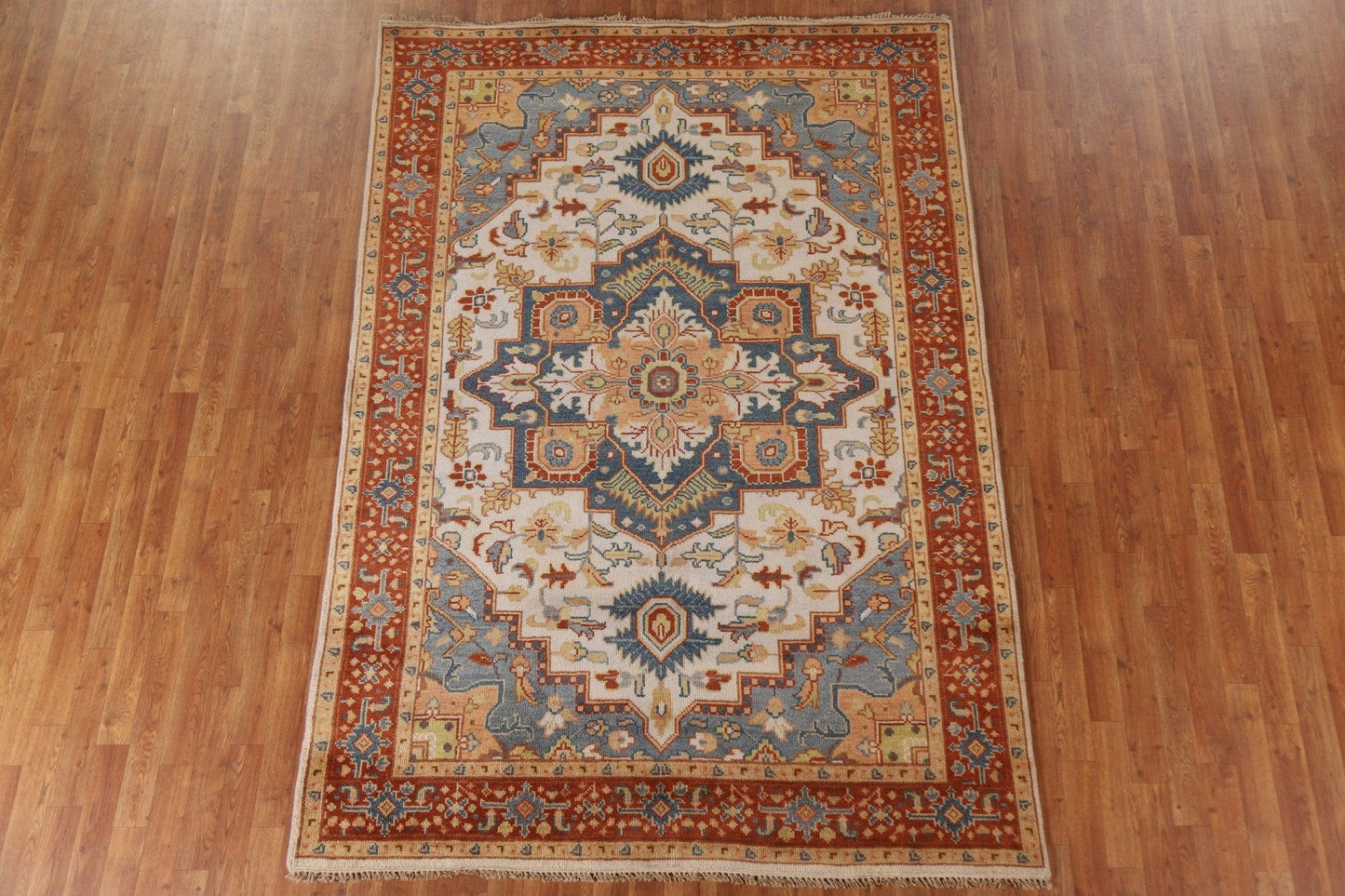 Geometric Heriz Serapi Wool Area Rug 6x9