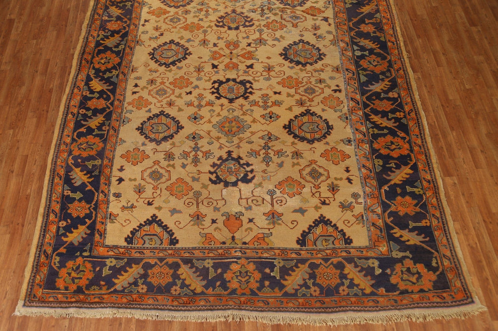 Pre-1900 Antique Vegetable Dye Oushak Large Rug 10x14