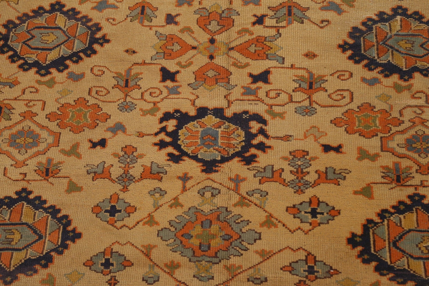 Pre-1900 Antique Vegetable Dye Oushak Large Rug 10x14