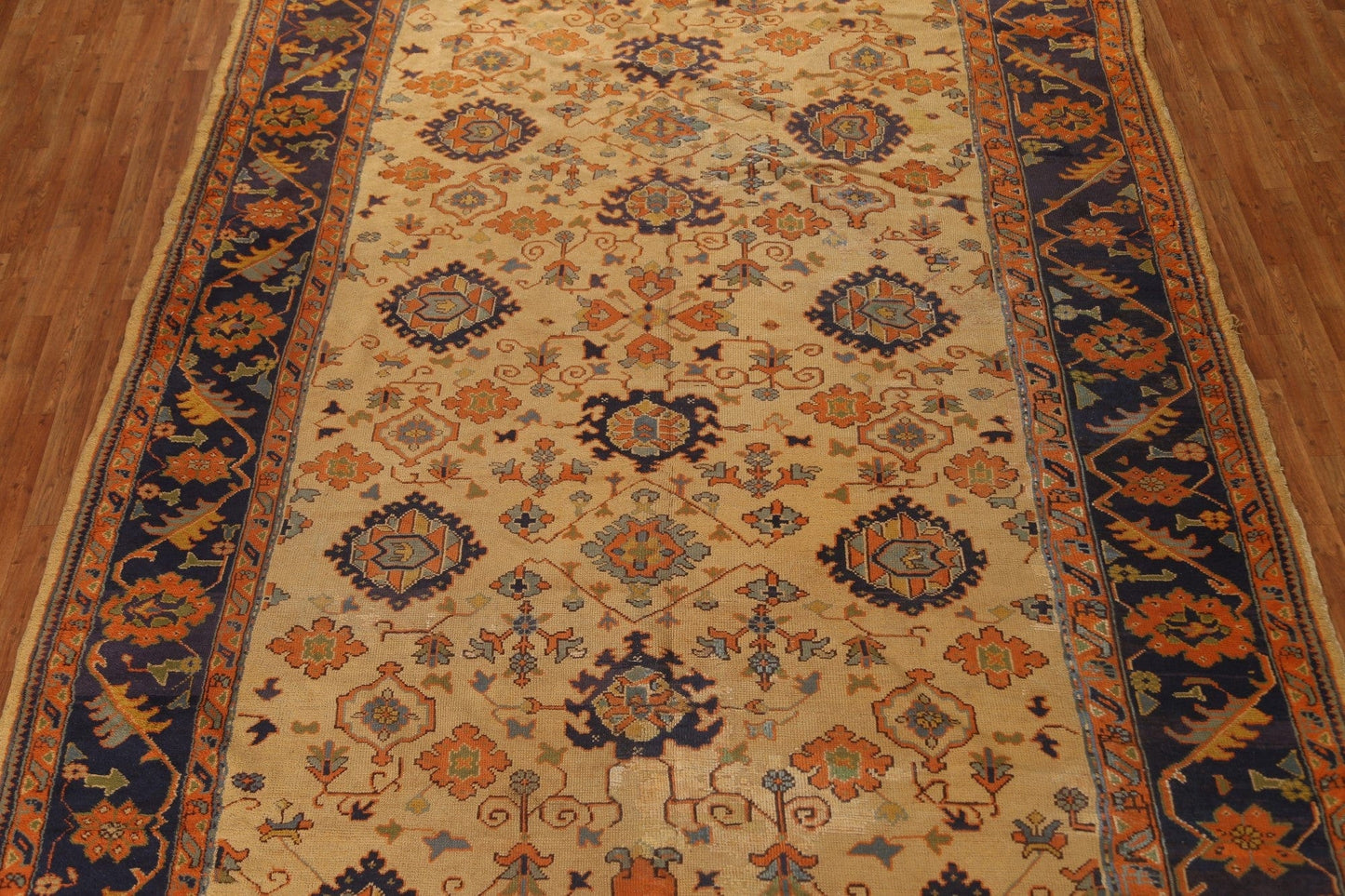 Pre-1900 Antique Vegetable Dye Oushak Large Rug 10x14