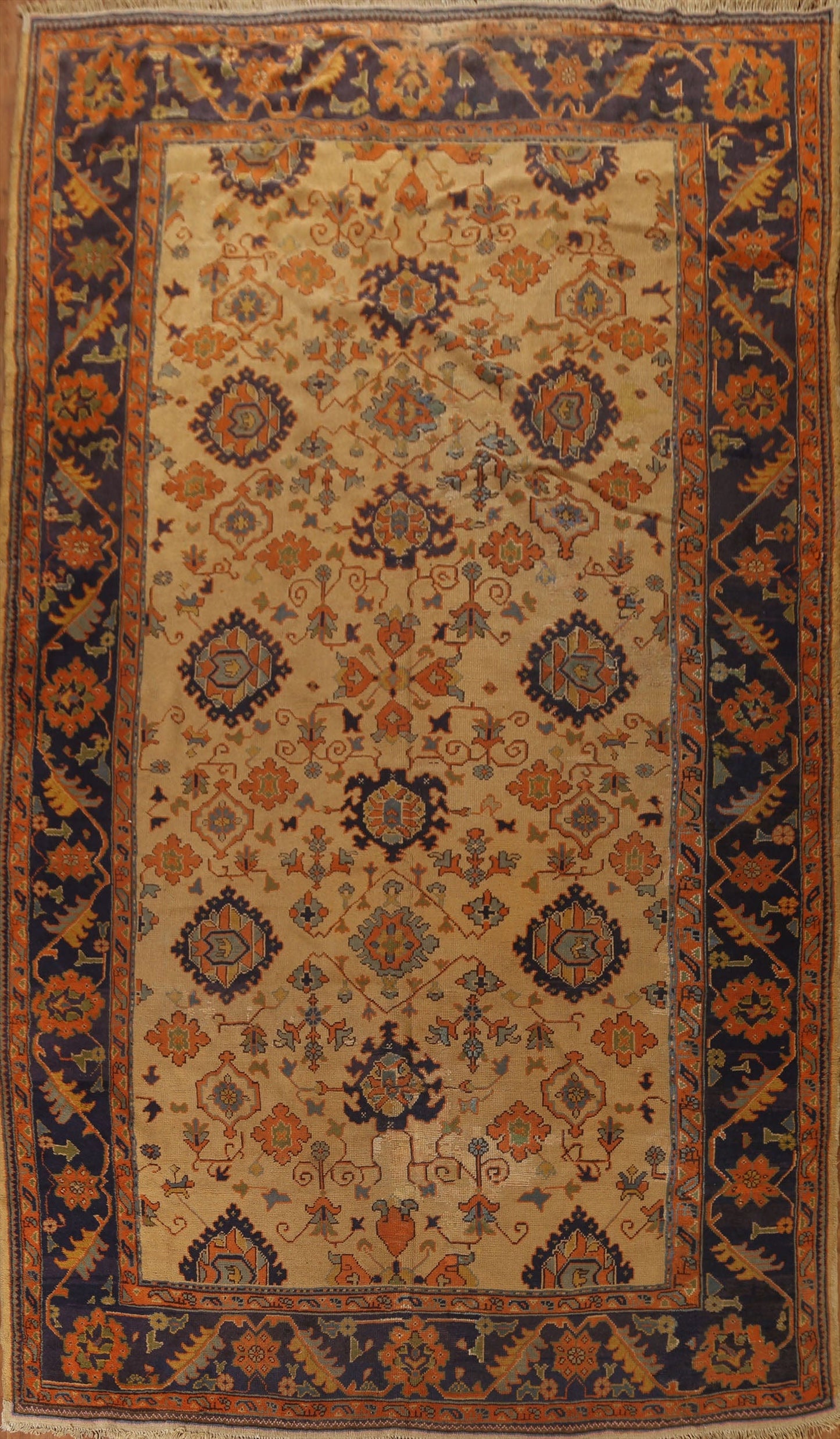 Pre-1900 Antique Vegetable Dye Oushak Large Rug 10x14