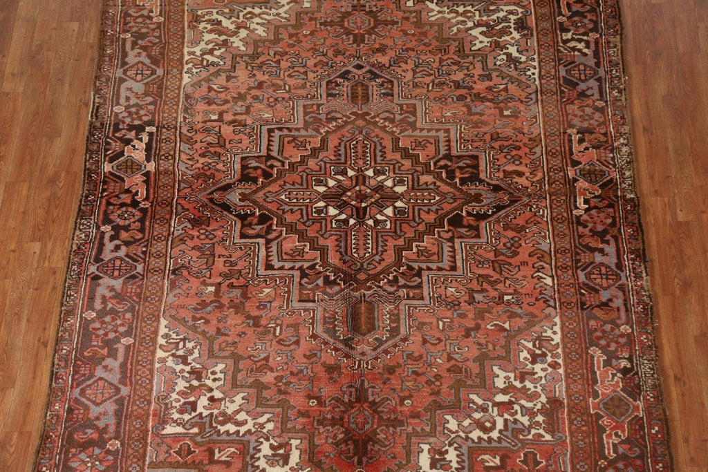 Vintage Geometric Heriz Persian Area Rug 7x9