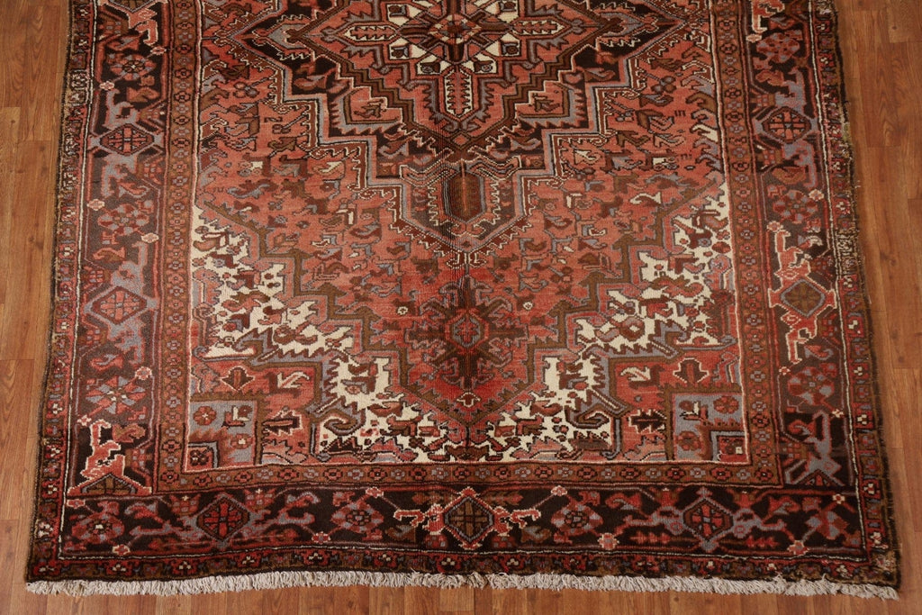 Vintage Geometric Heriz Persian Area Rug 7x9