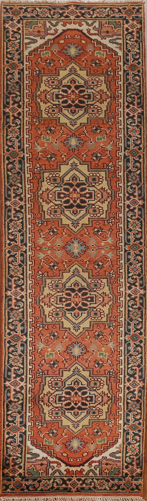 Orange Heriz Serapi Oriental Runner Rug 3x10