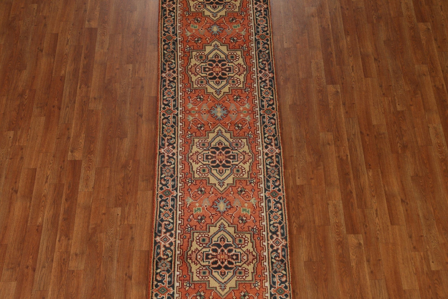 Orange Heriz Serapi Oriental Runner Rug 3x10