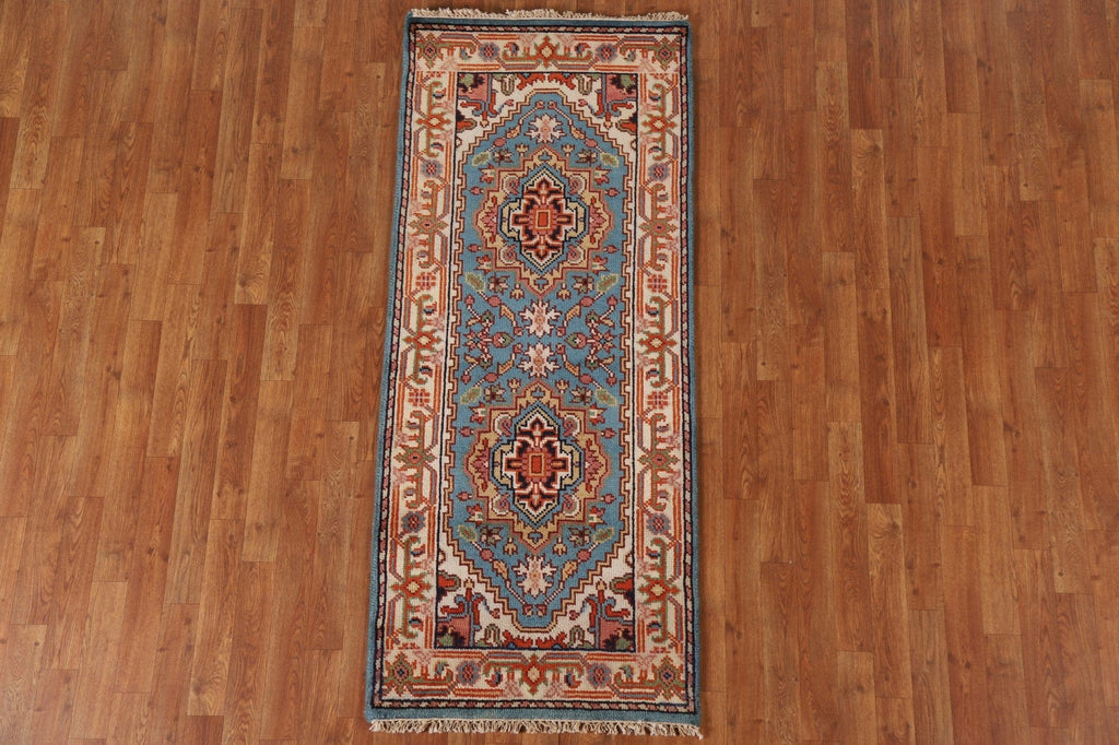 Light Blue Heriz Serapi Wool Area Rug 3x6