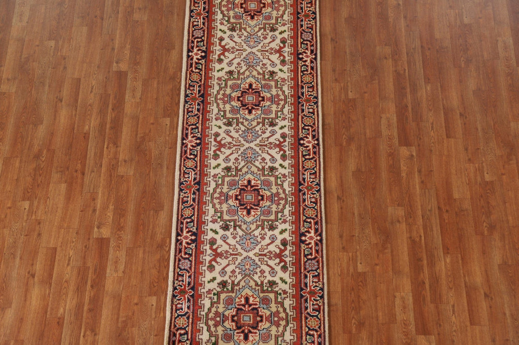 Ivory Heriz Serapi Wool Runner Rug 3x10