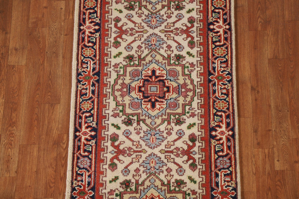 Ivory Heriz Serapi Wool Runner Rug 3x10