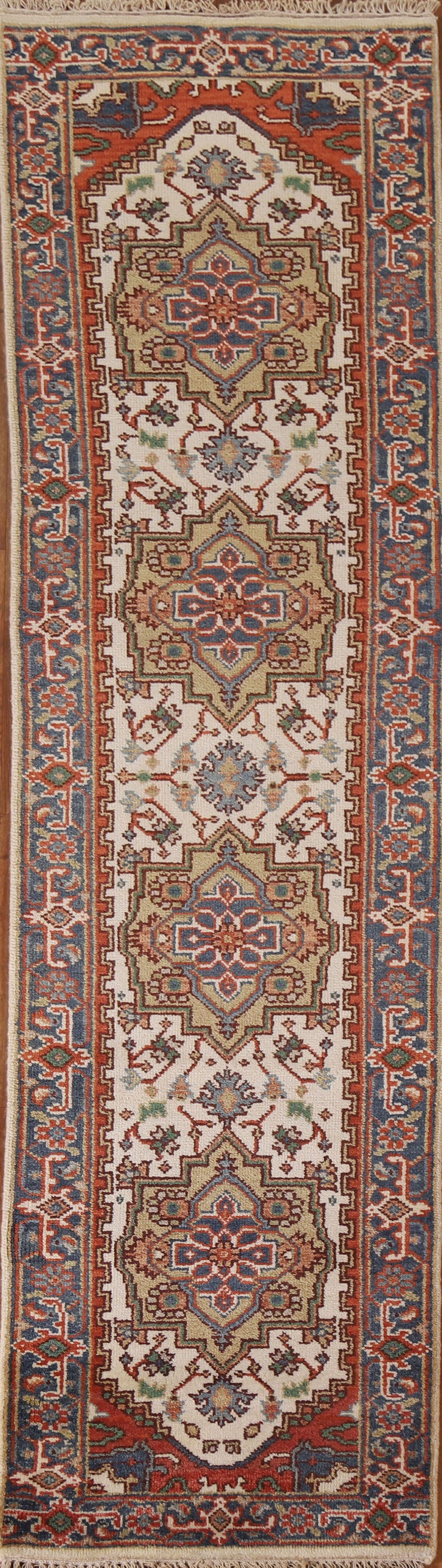 Geometric Heriz Serapi Runner Rug 3x11