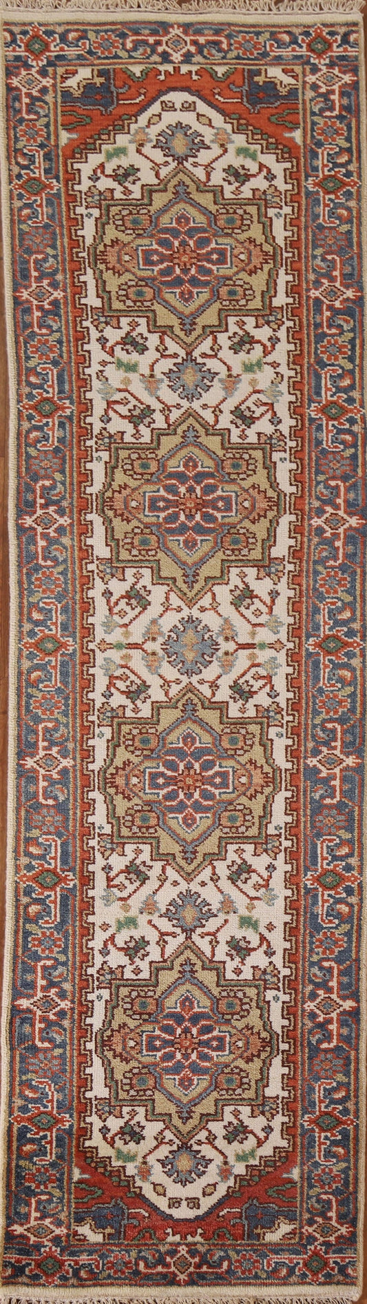 Geometric Heriz Serapi Runner Rug 3x11