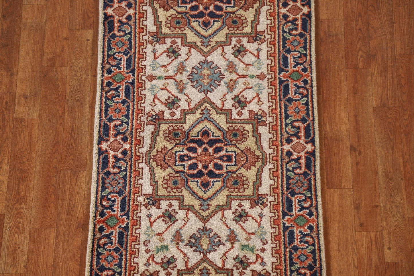 Geometric Heriz Serapi Runner Rug 3x10