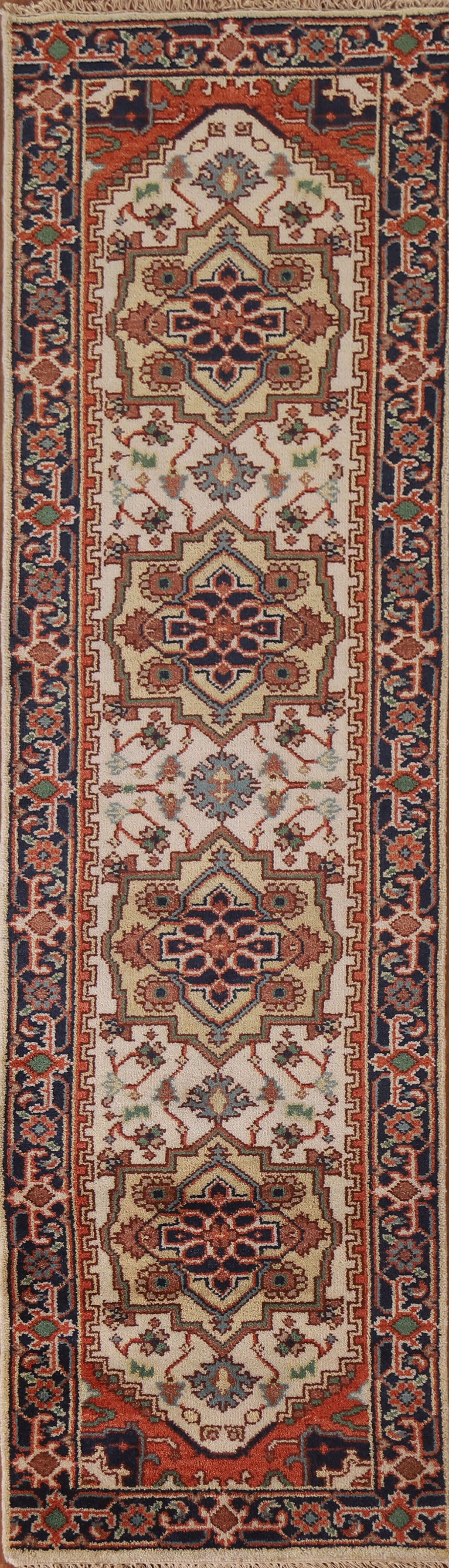 Geometric Heriz Serapi Runner Rug 3x10