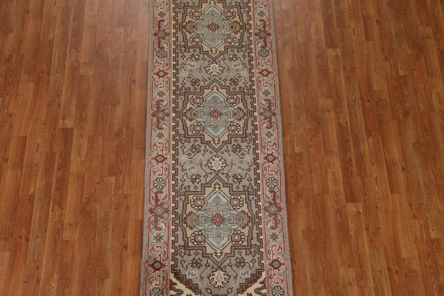 Geometric Heriz Serapi Runner Rug 3x8